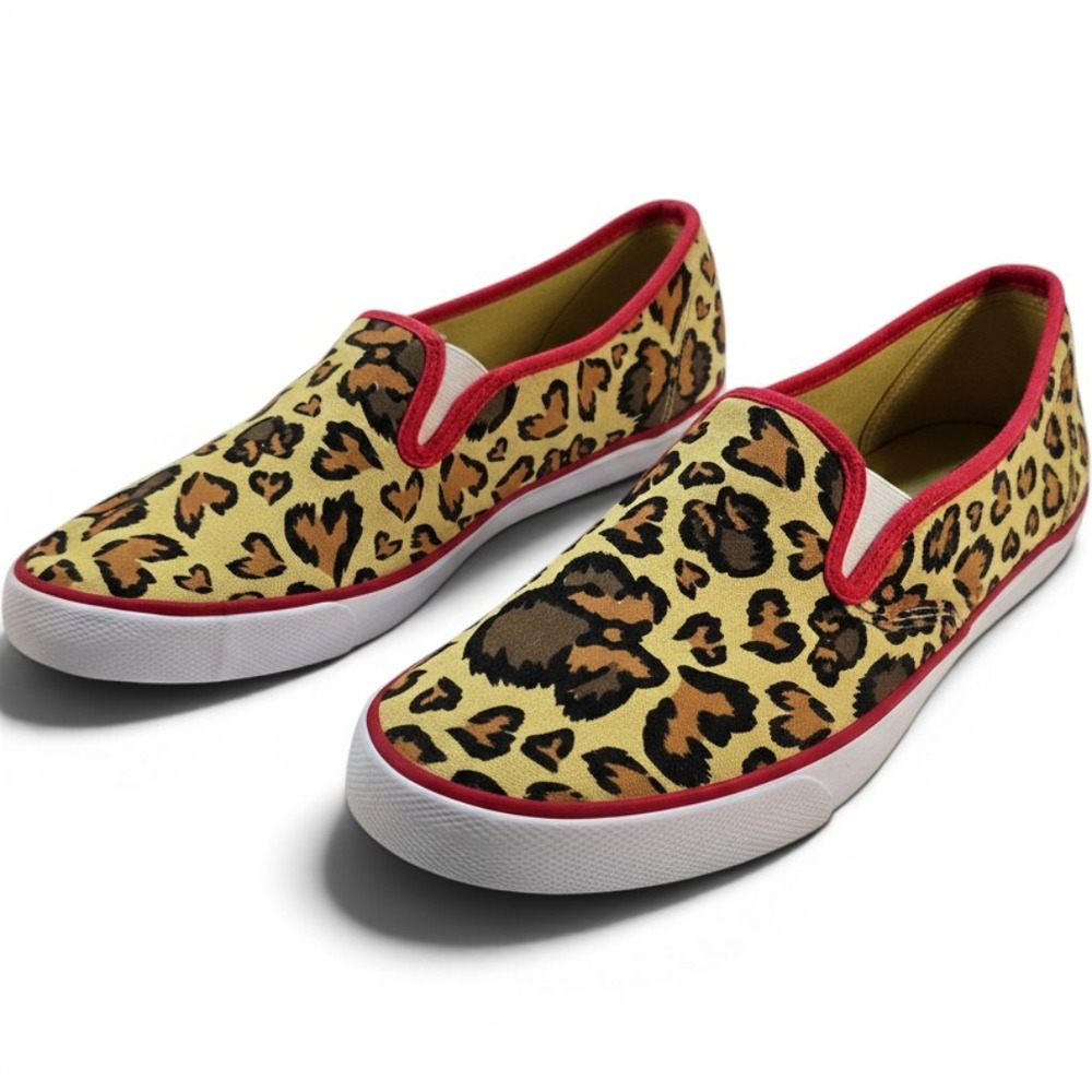Disney Parks Hidden Minnie Leopard Print Slip On Canvas Sneakers Small 9 Women
